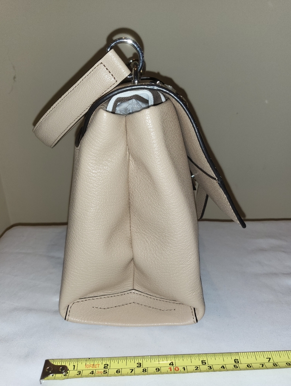 henri bendel Beige Satchel with Blue Floral Embroidery & Crystal Accents - Picture 5 of 10